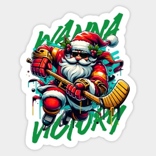 Santa Hockey in Christmas Fest. Sticker